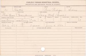 Hattie Long Wolf (Porcupine) Student Information Cards Hattie Long Wolf (Porcupine) Student Information Cards