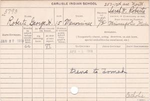 George H. Roberts Student Information Cards