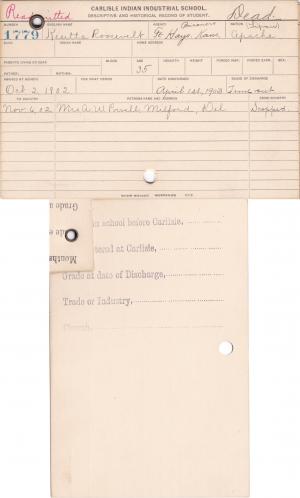 Kisetta Roosevelt Student Information Cards