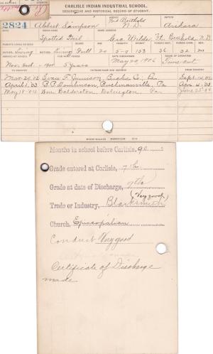 Albert Simpson (Spotted Tail) Student Information Cards Albert Simpson (Spotted Tail) Student Information Cards