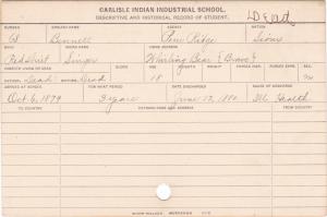 Bennett (Singer) Student Information Card