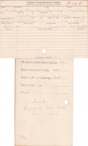Sarah Sitting Bull (Leaf Woman) Student Information Card Sarah Sitting Bull (Leaf Woman) Student Information Card