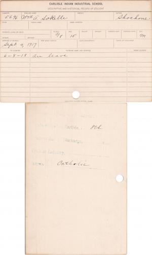 William Albert Sorrell Student Information Cards William Albert Sorrell Student Information Cards