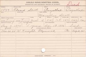 Edward Spott Student Information Card