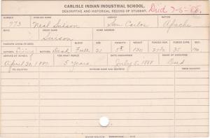 Neal Suison (Suison) Student Information Card