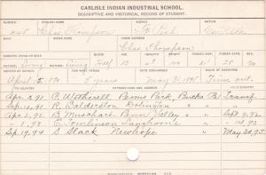Charles Thompson Student Information Card