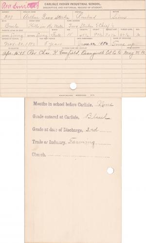 Arthur Two Strike (Rain Water) Student Information Cards Arthur Two Strike (Rain Water) Student Information Cards