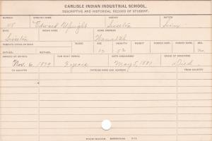 Edward Upright Student Information Card
