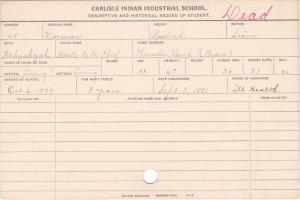 Norman (Wants to be Chief) Student Information Card