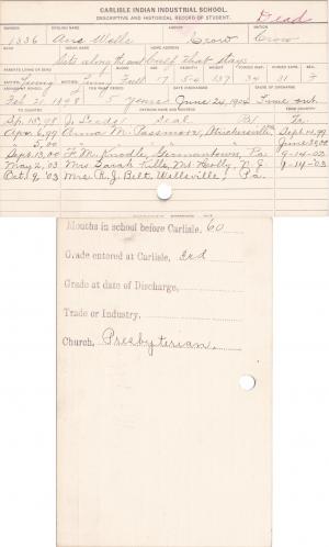 Avis Wells (Sits along the road) Student Information Card Avis Wells (Sits along the road) Student Information Card