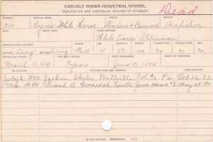 Cyrus White Horse Student Information Card