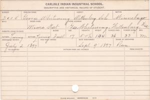 George Whitewing (Mima Kat) Student Information Card George Whitewing (Mima Kat) Student Information Card