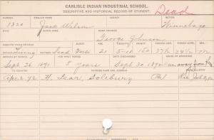 Jack Wilson Student Information Card