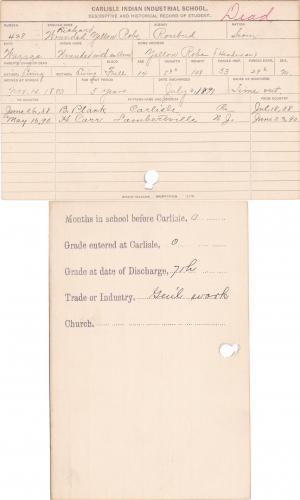 Wounded Yellow Robe Student Information Card