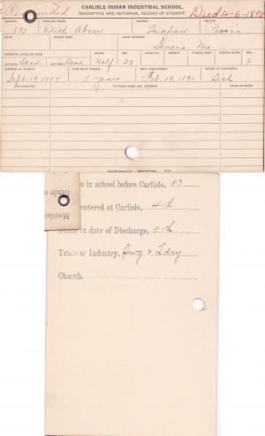 Edith Abner (Wey-a-se-te-quah) Student Information Cards