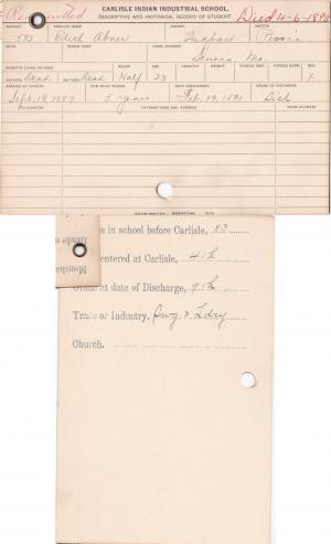 Edith Abner (Wey-a-se-te-quah) Student Information Cards Edith Abner (Wey-a-se-te-quah) Student Information Cards