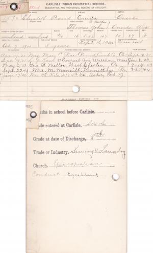Elizabeth Baird (Ha-le-se-quette) Student Information Cards Elizabeth Baird (Ha-le-se-quette) Student Information Cards