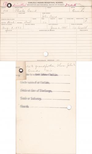 Phebe Baird Student Information Cards Phebe Baird Student Information Cards