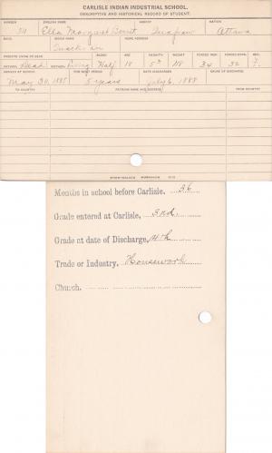 Ella Margaret Barnet (Quack-in) Student Information Card