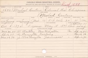 Michael Couture Student Information Card