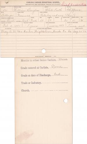 William Douglass (Namens) Student Information Card