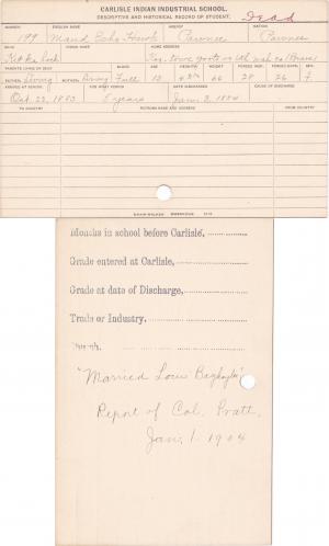 Maud Echo Hawk Student Information Card Maud Echo Hawk Student Information Card