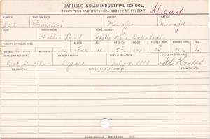 Francisco (Hollow Loud) Student Information Card Francisco (Hollow Loud) Student Information Card