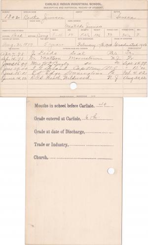 Bertha Jamison Student Information Card Bertha Jamison Student Information Card