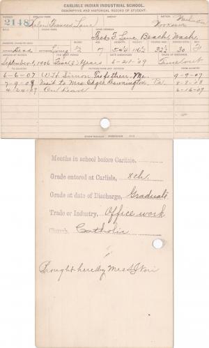 Helen Frances Lane Student Information Card Helen Frances Lane Student Information Card