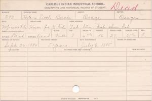 Helen Little Buck (Hum-pa-te-kah) Student Information Card Helen Little Buck (Hum-pa-te-kah) Student Information Card