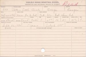 Helen Little Buck (Hum-pa-te-kah) Student Information Card