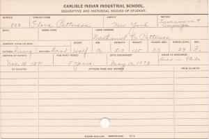 Flora Patterson Student Information Card