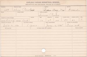 Alice E. Powlas Student Information Card