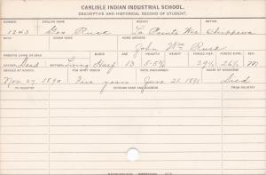 George Rusk Student Information Card