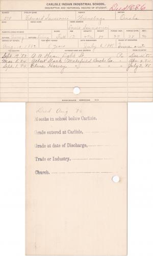 Edward Saussonci Student Information Card Edward Saussonci Student Information Card