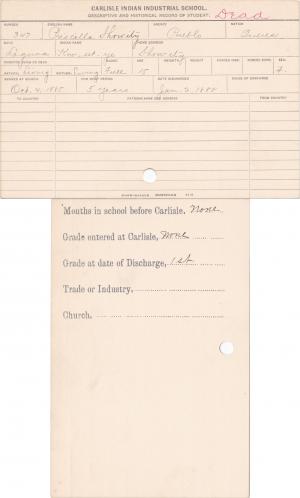 Priscilla Showity (Kow-est-ye) Student Information Card Priscilla Showity (Kow-est-ye) Student Information Card