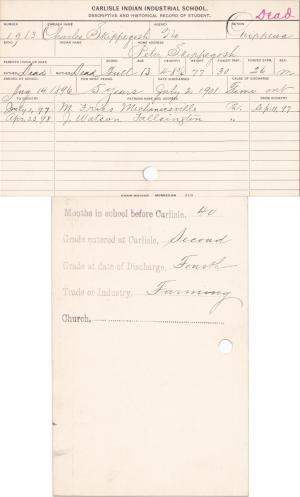 Charles Roberts Student Information Card