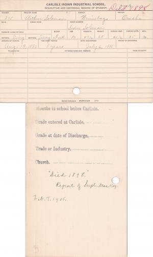 Arthur Soloman Student Information Card Arthur Soloman Student Information Card