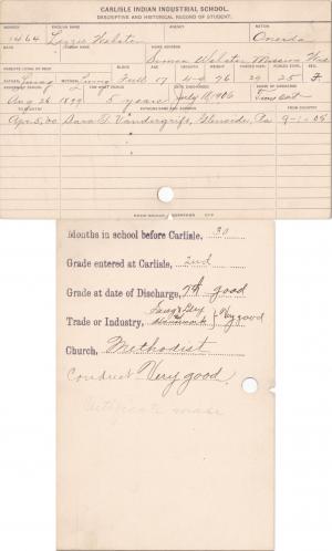 Elizabeth Webster Student Information Card Elizabeth Webster Student Information Card