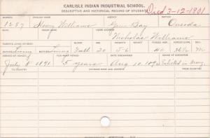 Henry Williams Student Information Card