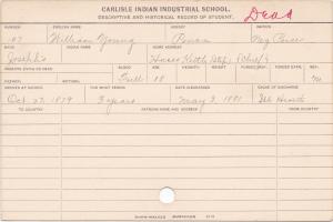 William Young Student Information Card