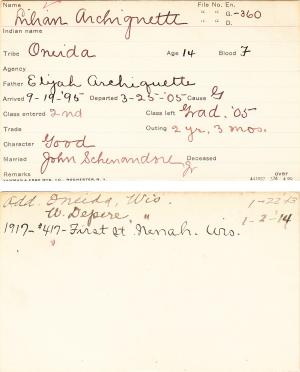 Lilian Archiquette Student Information Card Lillian Archiquette Student Information Card
