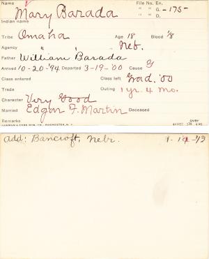 Mary Barada Student Information Card Mary Barada Student Information Card