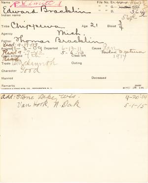 Edward Bracklin Student Information Card Edward Bracklin Student Information Card