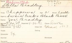 Stella Bradley Student Information Card