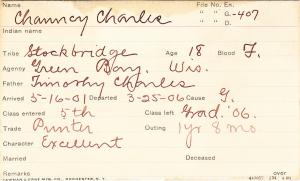 Chauncey Charles Student Information Card