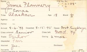 James Flannery (Conas) Student Information Card