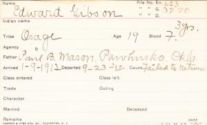 Edward Gibson Student Information Card