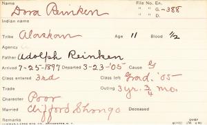 Dora Reinken Student Information Card