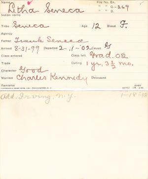 Letha Seneca Student Information Card Letha Seneca Student Information Card